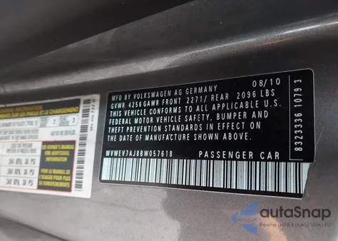 2011 Volkswagen Gti 2-Door z USA, uszkodzony, nr VIN WVWEV7AJ8BW057618